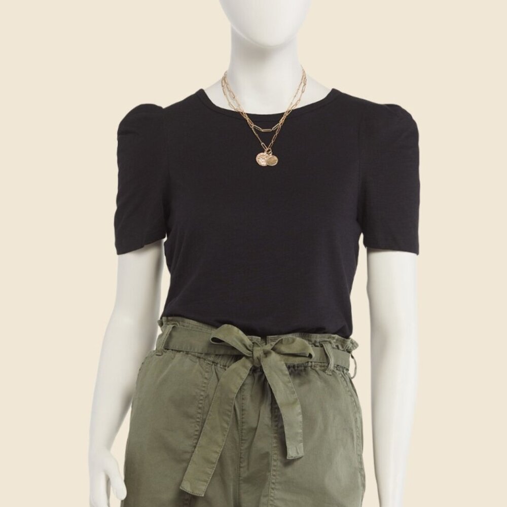 SANCTUARY PLEATED SLEEVE TSHIRT- NEW